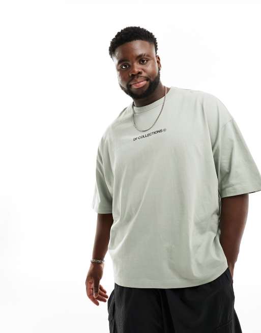 ASOS Dark Future oversized t-shirt in heavyweight 220gsm grey with logo print, 3 of 4