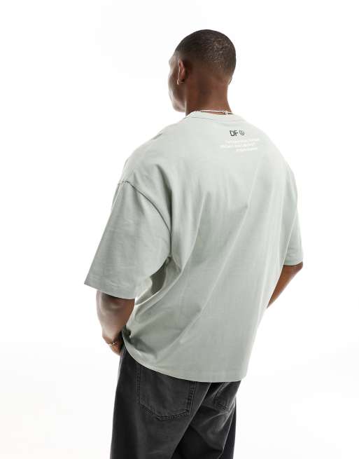 ASOS Dark Future oversized t-shirt in heavyweight 220gsm grey with logo print, 4 of 4