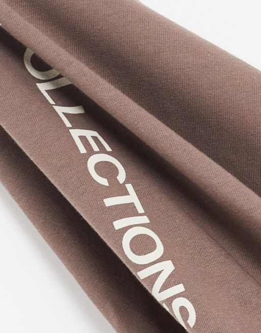 ASOS Dark Future oversized t-shirt in heavyweight jersey with logo prints in brown, 2 of 4