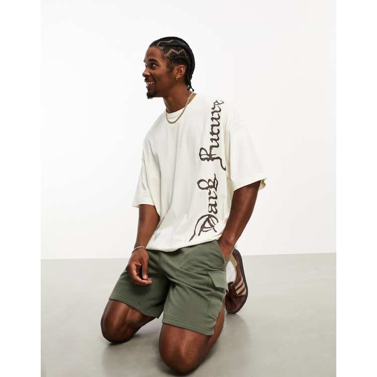 ASOS Dark Future oversized t-shirt in off white with logo front print | ASOS