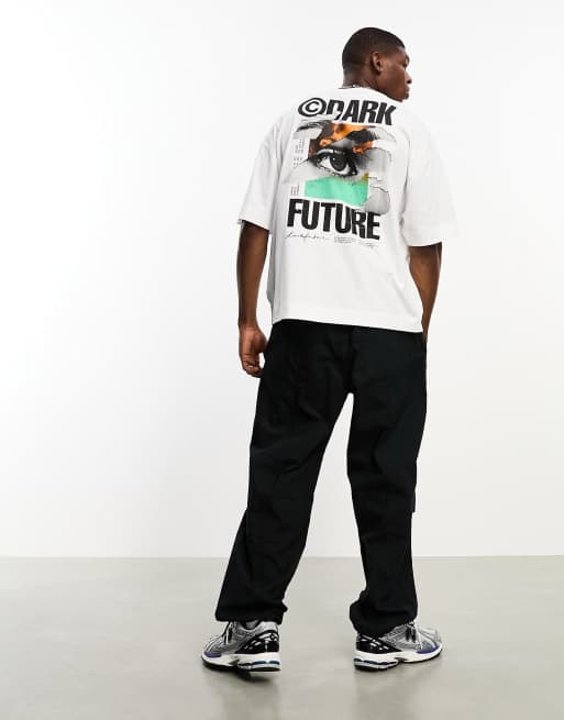 ASOS Dark Future oversized t-shirt in off white with photographic back print