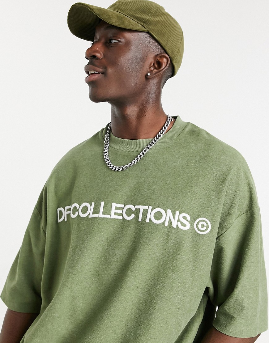 ASOS Dark Future oversized T-shirt in reverse-loop fleece in olive-Green
