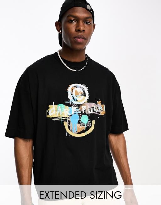ASOS Dark Future - Oversized T-shirt med graffiti-print foran i sort