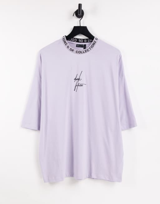 ASOS - Dark Future - Oversized T-shirt med logokant på halsen i lilla
