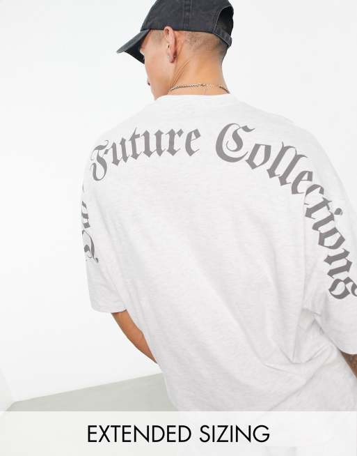 ASOS Dark Future - Oversized T-shirt met gotische letters op de achterkant in gemêleerd wit, deel van co-ord set