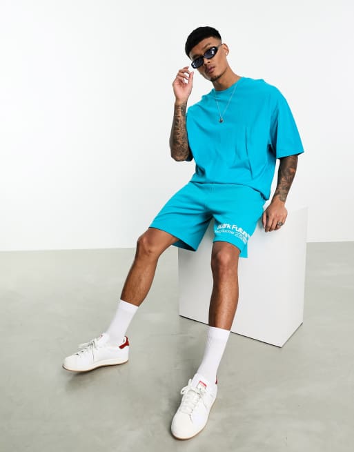 ASOS Dark Future - Oversized T-shirt met logoprint op de achterkant in blauw, deel van co-ord set, 2 van 4