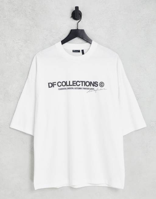 ASOS Dark Future - Oversized T-shirt met vervaagde logoprint op de voorkant in wit