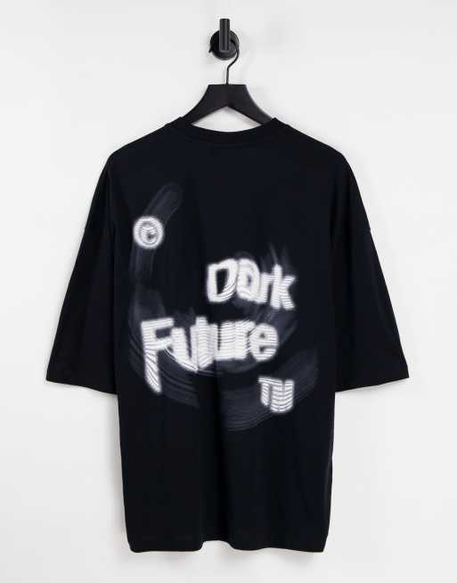ASOS Dark Future - Oversized T-shirt met vervormde logoprint in zwart
