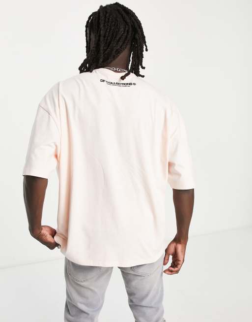 ASOS - Dark Future - Oversized T-shirt van zware stof met abstracte grafische print in roze, 4 van 4