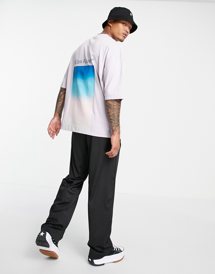 ASOS Dark Future oversized t-shirt with back graphic print in lilac-Purple
