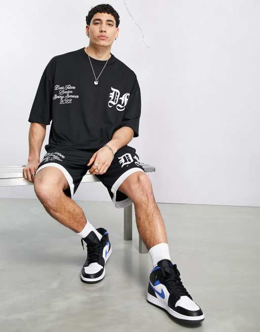 ASOS Dark Future oversized t-shirt with gothic text print and embroidery in black - part of a set, 2 of 4