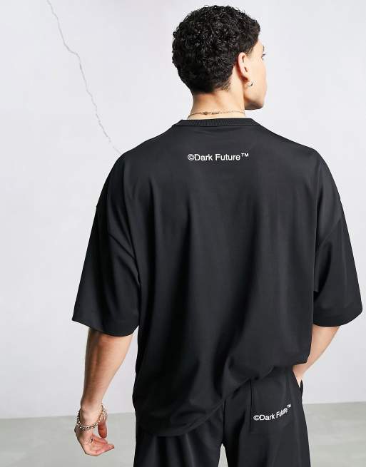 ASOS Dark Future oversized t-shirt with gothic text print and embroidery in black - part of a set, 4 of 4