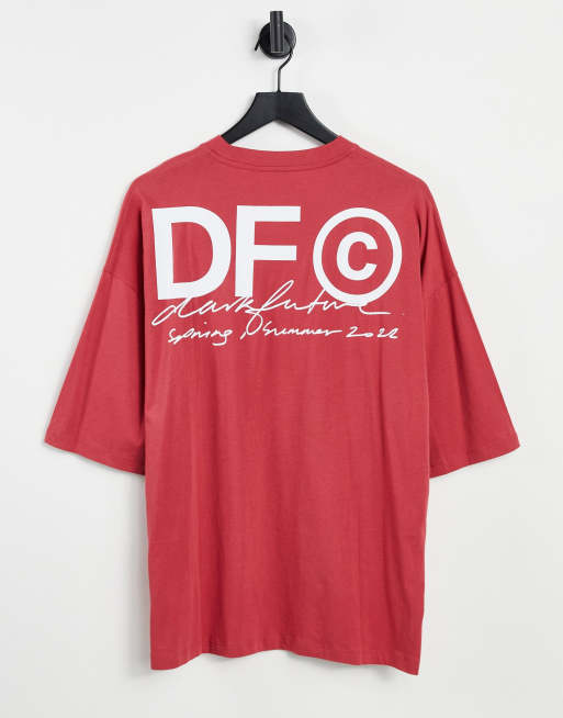 ASOS Dark Future oversized t-shirt with large back logo print in red