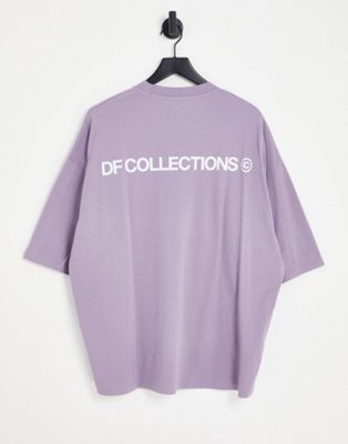 ASOS Dark Future oversized t-shirt with  logo prints in purple