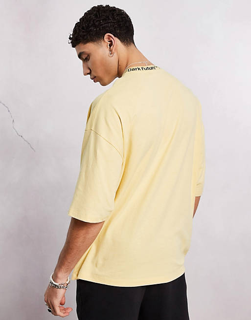 T-Shirts & Vests Future oversized t-shirt with logo rib neck and front logo in yellow 