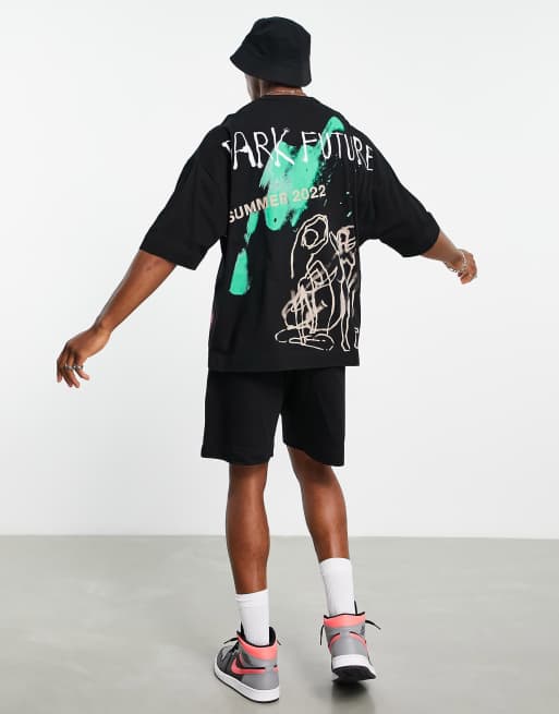 ASOS Dark Future oversized t-shirt with multi graphic and logo prints in black - part of a set, 2 of 4