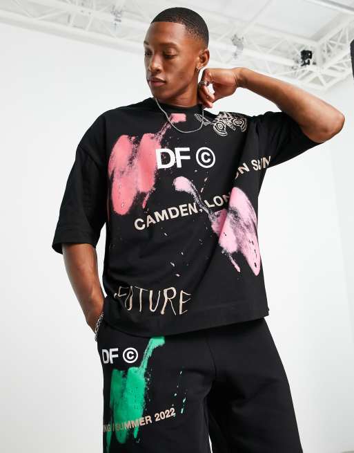 ASOS Dark Future oversized t-shirt with multi graphic and logo prints in black - part of a set, 4 of 4