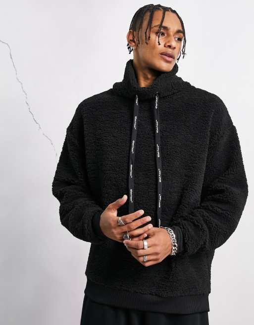 ASOS Dark Future oversized turtle neck sweatshirt in teddy fleece