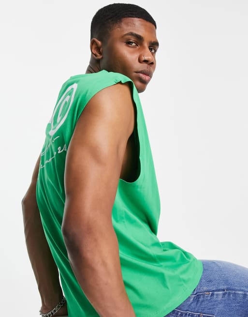 ASOS Dark Future oversized vest with logo back print in bright green, 2 of 4