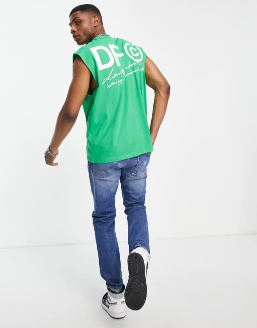 ASOS Dark Future oversized vest with logo back print in bright green, 3 of 4