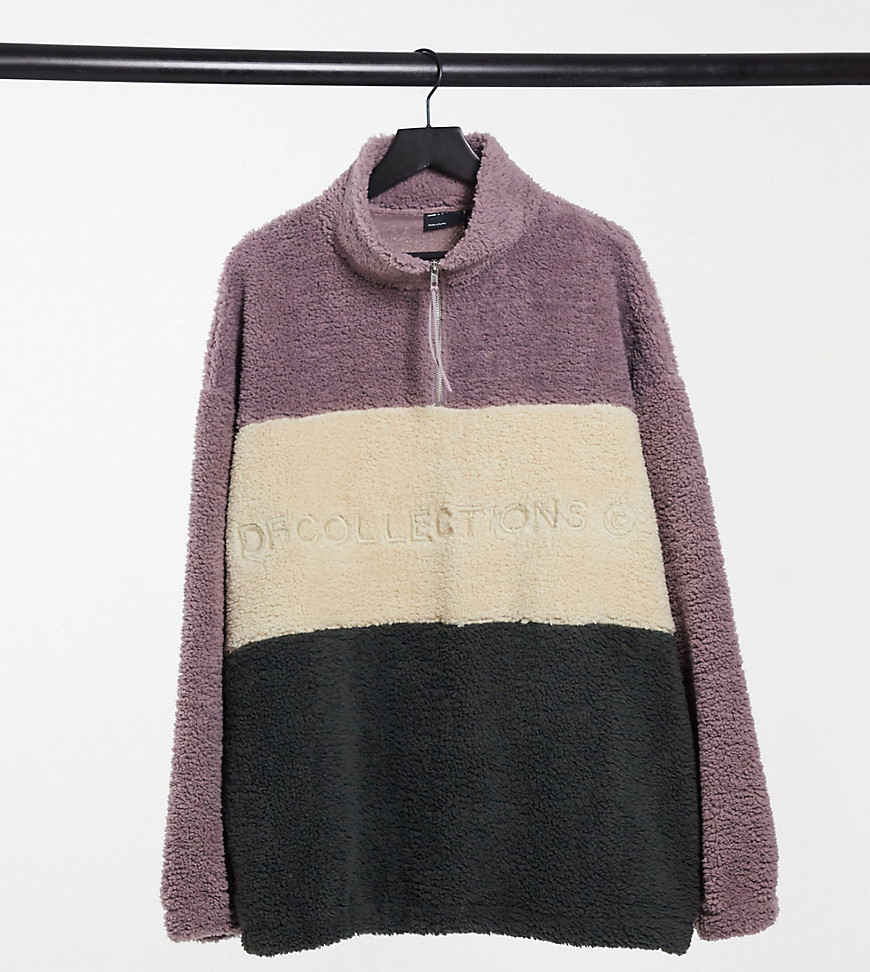 ASOS – Dark Future – Plusstorlek – Blockfärgad sweatshirt i teddy och oversize-Flerfärgad