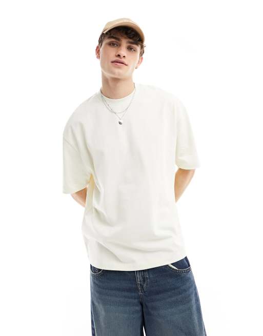 ASOS Dark Future - Råhvid oversized T-shirt med blomstret tekstprint på ryggen, 3 af 4