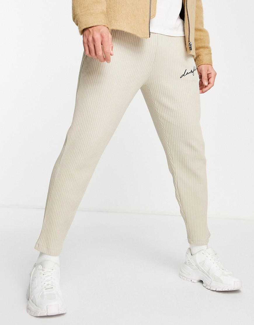 ASOS Dark Future relaxed jogger in heavy rib with logo embroidery in neutral