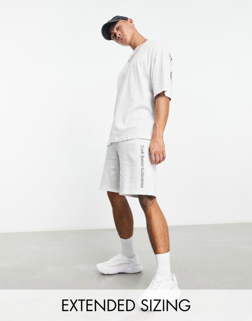 ASOS Dark Future relaxed shorts with gothic logo print in grey marl (part of a set) 