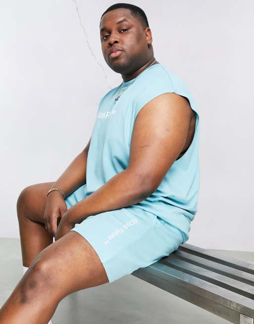 ASOS Dark Future relaxed shorts with logo graphic print in blue - part of a set, 3 of 4