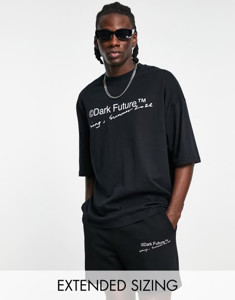 ASOS Dark Future relaxed shorts with logo print in black - view 1
