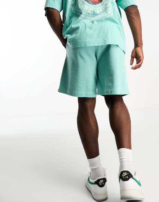 ASOS Dark Future relaxed shorts with logo print in washed green (Part of a set), 3 of 4
