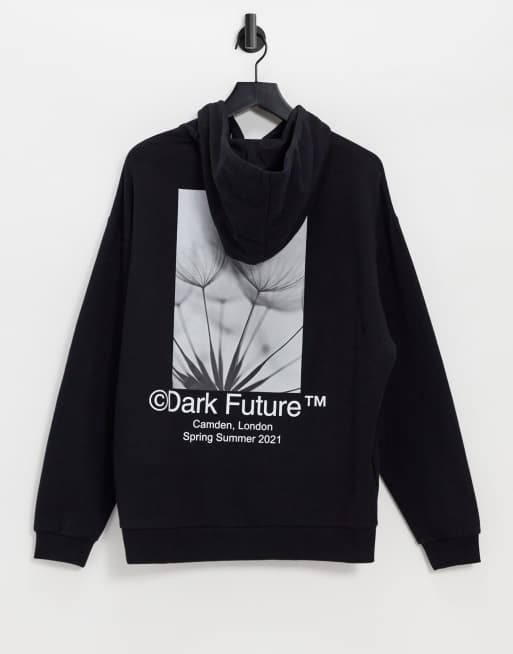 ASOS Dark Future set oversized hoodie with multi logo and photographic prints in black