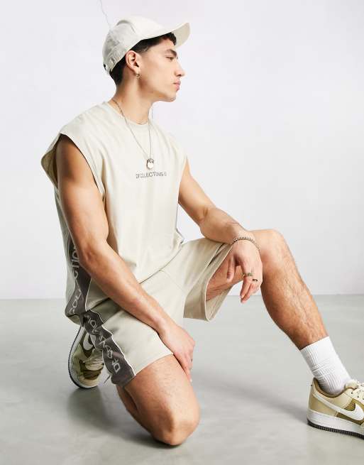 ASOS - Dark Future - Short de course décontracté d'ensemble avec bande à logo - Beige, 2 de 4