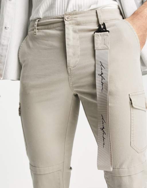 Selected Homme slim tapered linen mix trouser in beige