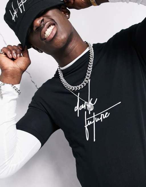 ASOS Dark Future - Sort t-shirt med skriftlogo i muscle fit