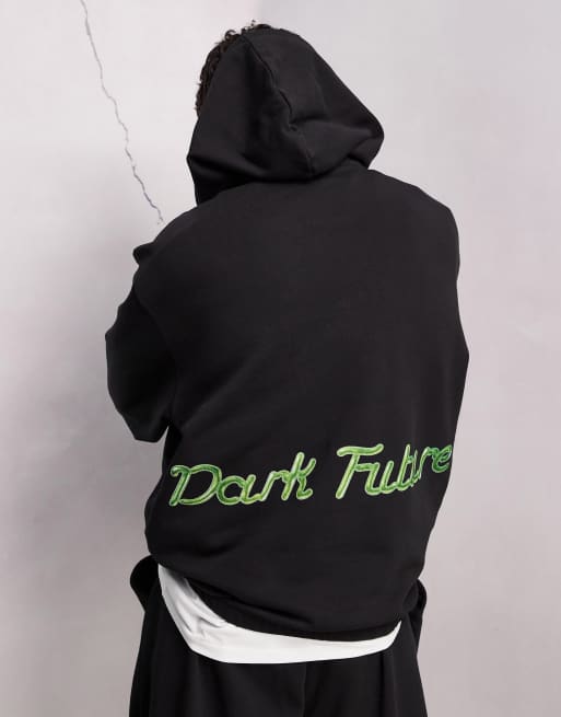 ASOS Dark Future – Svart huvtröja i oversize med grafiskt tryck och bubbellogga, del av set, 2 av 4