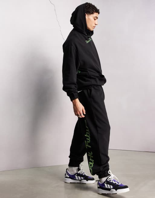 ASOS Dark Future – Svart huvtröja i oversize med grafiskt tryck och bubbellogga, del av set, 4 av 4