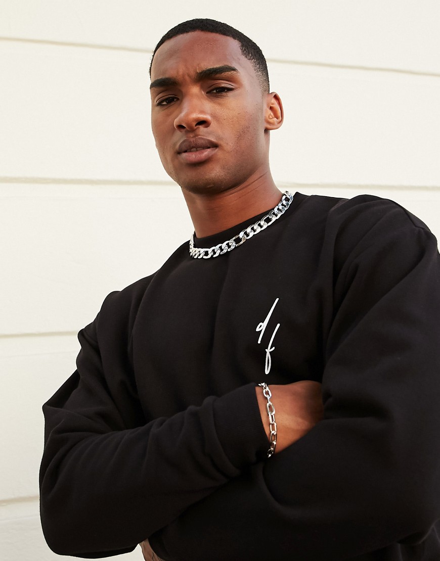 ASOS – Dark Future – Svart sweatshirt i oversize-modell med liten logga