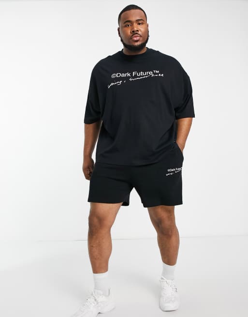 ASOS Dark Future – Svart t-shirt i oversize med logga på bröstet, del av set, 2 av 4