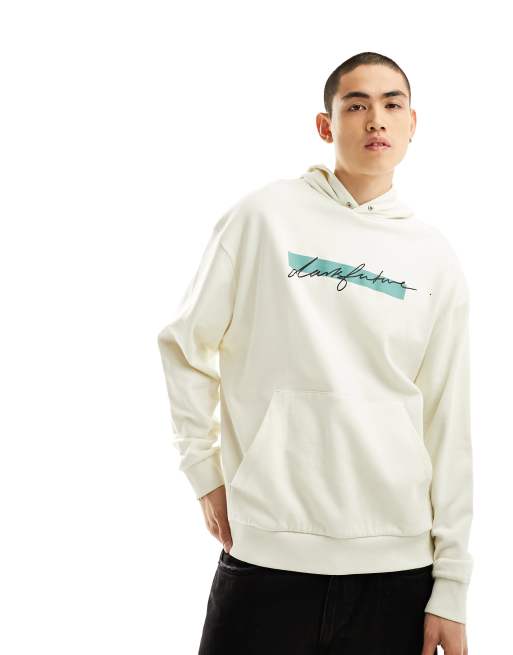 ASOS - DARK FUTURE - Sweat à capuche oversize avec imprimé photographique au dos - Écru, 4 de 4