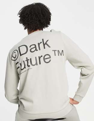 Asos Design Asos Dark Future Sweatshirt With Back Logo Print In Neutral - Part Of A Set In Neutral