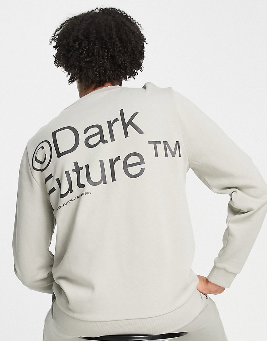 ASOS Dark Future sweatshirt with back logo print in neutral - part of a set