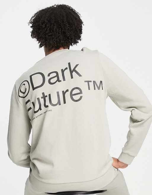ASOS Dark Future sweatshirt with back logo print in neutral (part of a set)