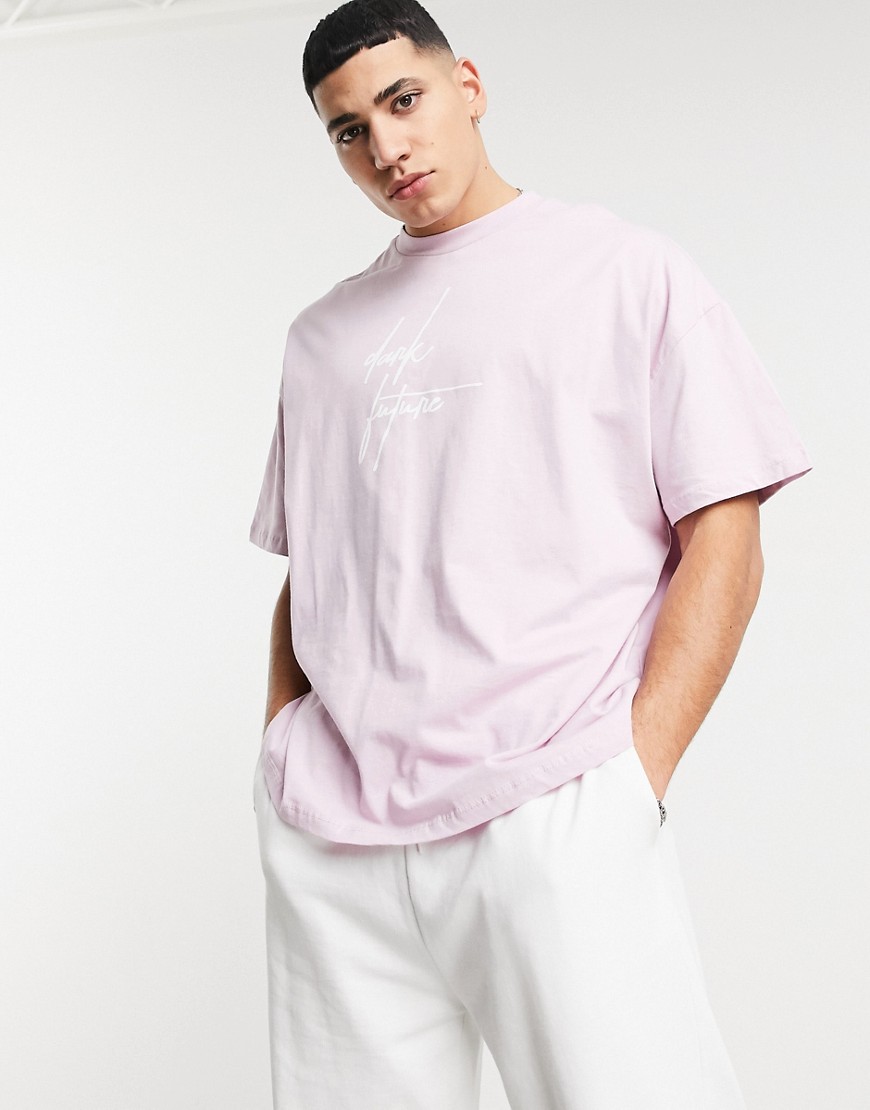ASOS – Dark Future – T-shirt med Dark Future-logga och oversize-passform-Pink