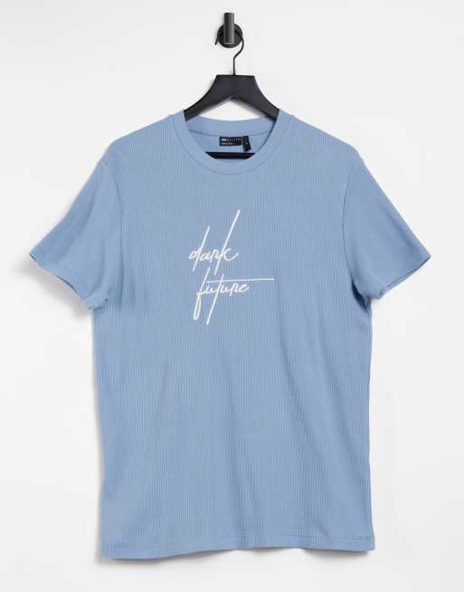 ASOS - Dark Future - T-shirt met wafelstructuur in blauw