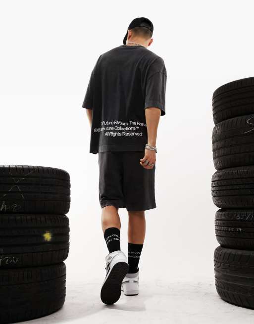 ASOS Dark Future - T-shirt nero slavato oversize con logo "Brave" in coordinato, 2 di 4