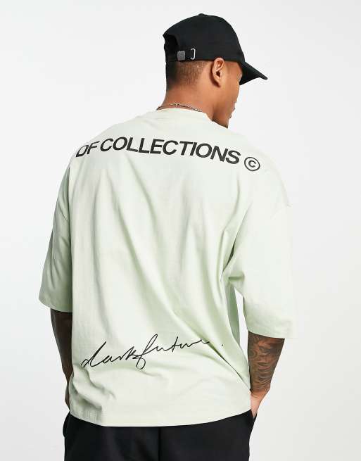 ASOS Dark Future - T-shirt oversize à imprimés logo au dos - Vert menthe