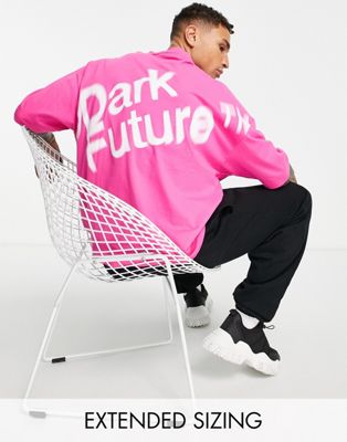 Homme Dark Future - T-shirt oversize avec logo imprimé effet flou - Rose vif
