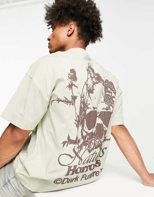 ASOS - Dark Future - T-shirt oversize avec tête de mort imprimée en relief au dos - Neutre, 4 de 4
