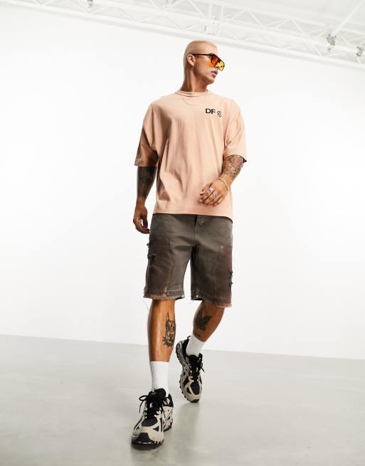 ASOS Dark Future - T-shirt oversize marrone pallido con stampa del logo sul retro, 4 di 4